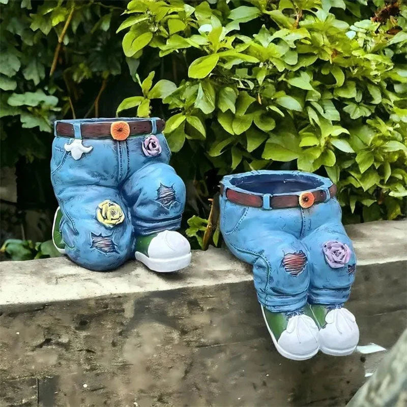 Flower Pot 3D Jeans Design Weatherproof Resin