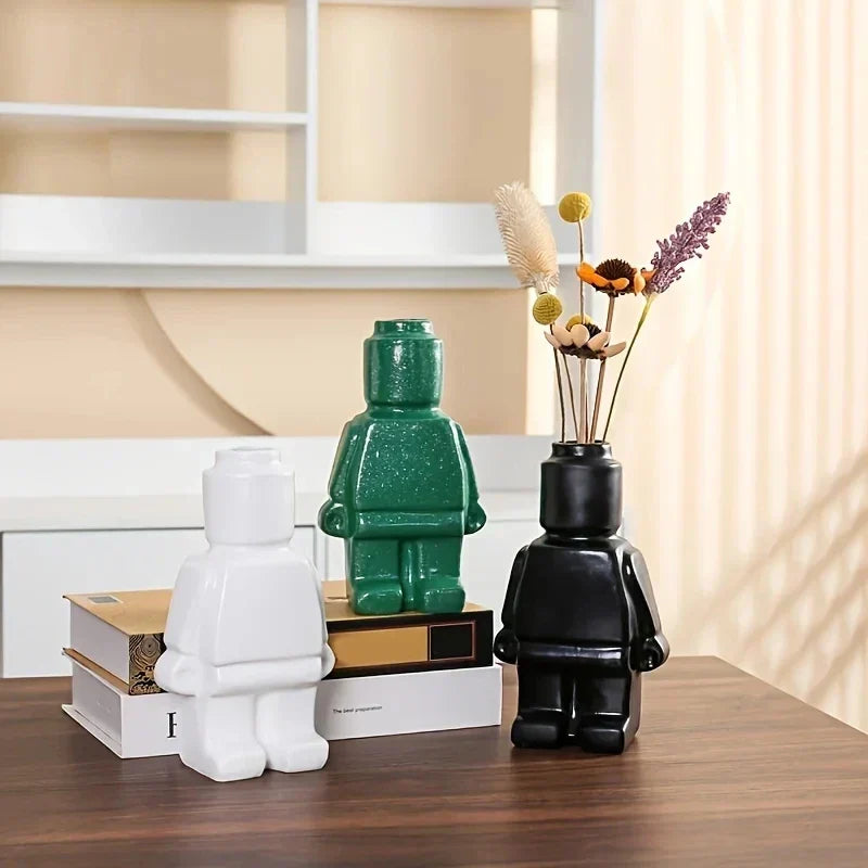 Flower Vase Resin Minimalist Building Block Design Smooth Surface