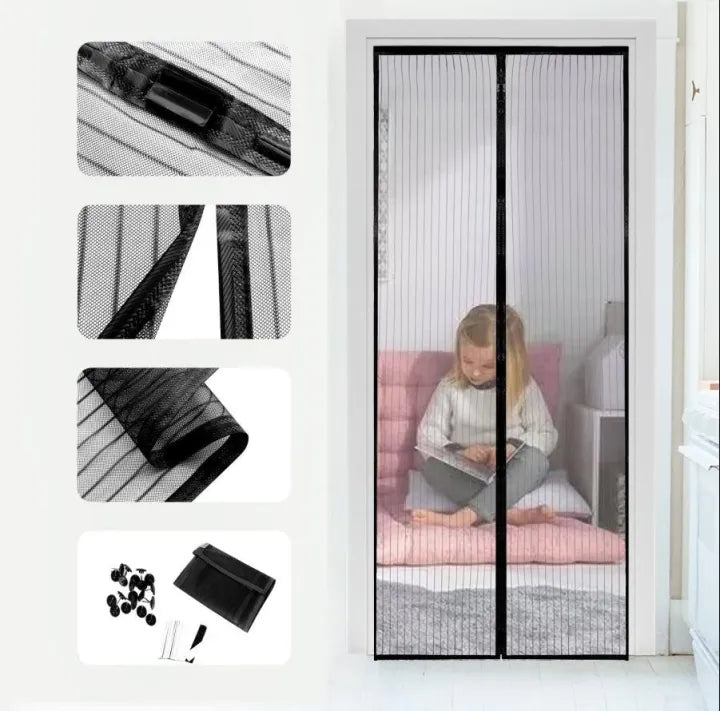 Fly Screen Door Self-Closing Magnetic Polyester 80×210 cm