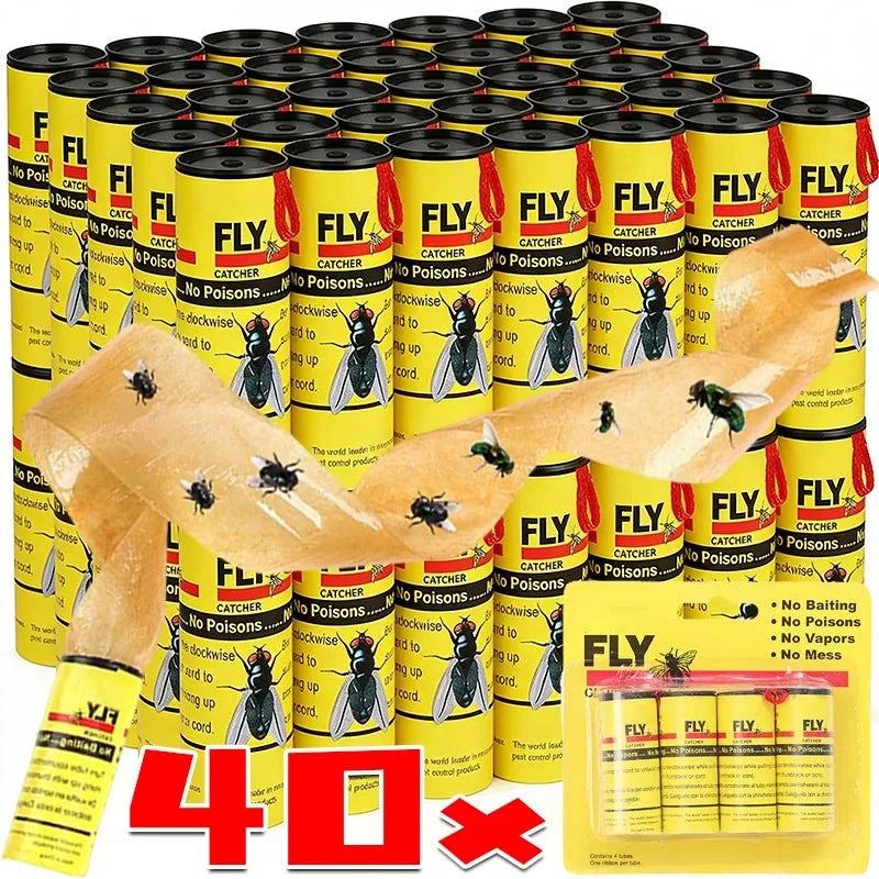 Fly Sticky Traps Double-Sided Adhesive Chemical-Free 40 Rolls