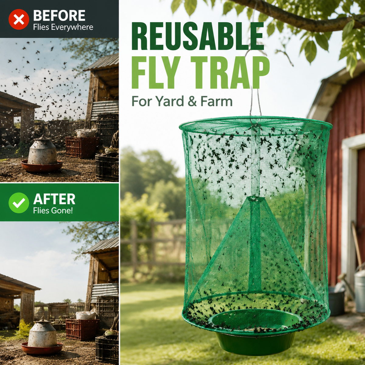 Fly Trap Wire Cage Non-Toxic High Capacity