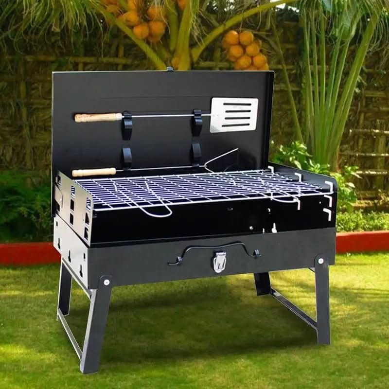 Foldable Grill Suitcase Portable Powder-Coated Steel & Stainless Grate