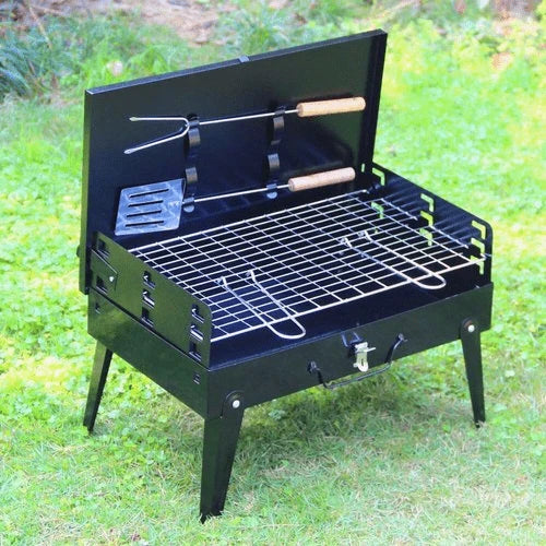 Foldable Grill Suitcase Portable Powder-Coated Steel & Stainless Grate