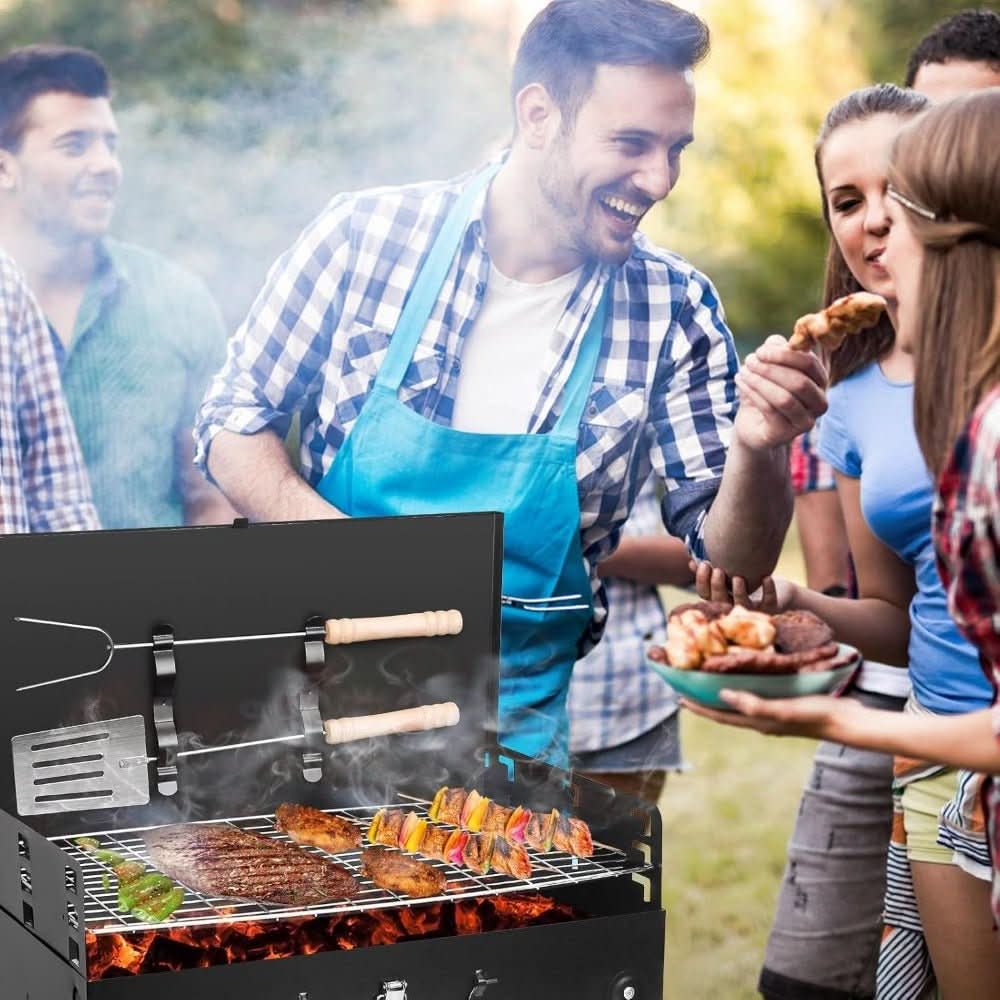 Foldable Grill Suitcase Portable Powder-Coated Steel & Stainless Grate