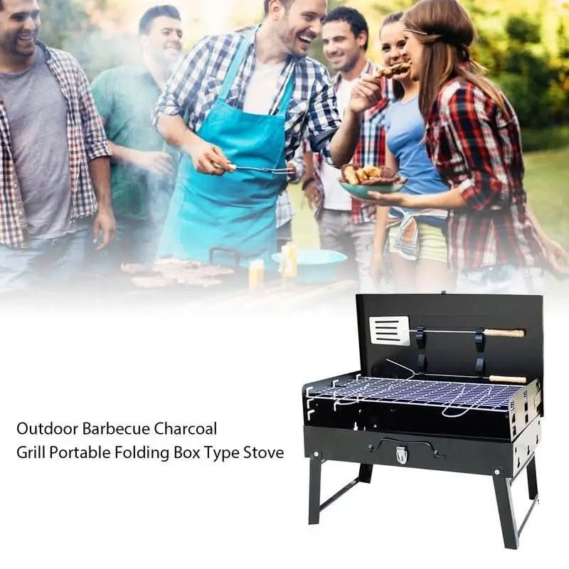 Foldable Grill Suitcase Portable Powder-Coated Steel & Stainless Grate