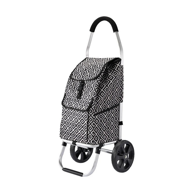 Foldable Shopping Trolley Aluminum Frame & Weather-Resistant Bag