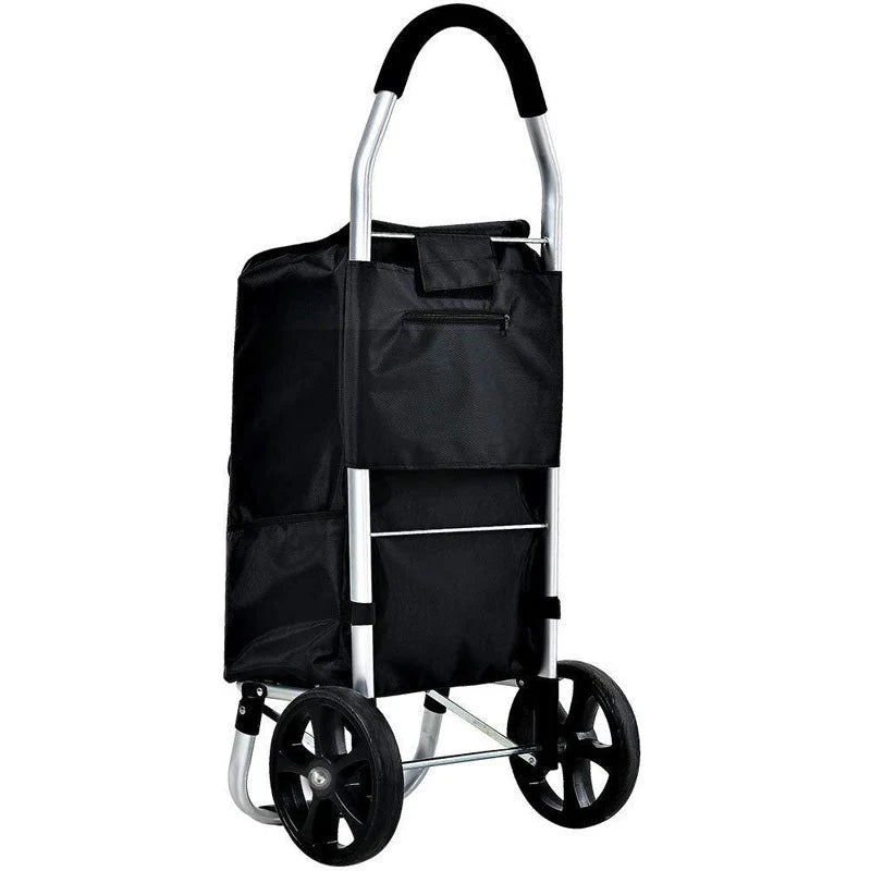 Foldable Shopping Trolley Aluminum Frame & Weather-Resistant Bag