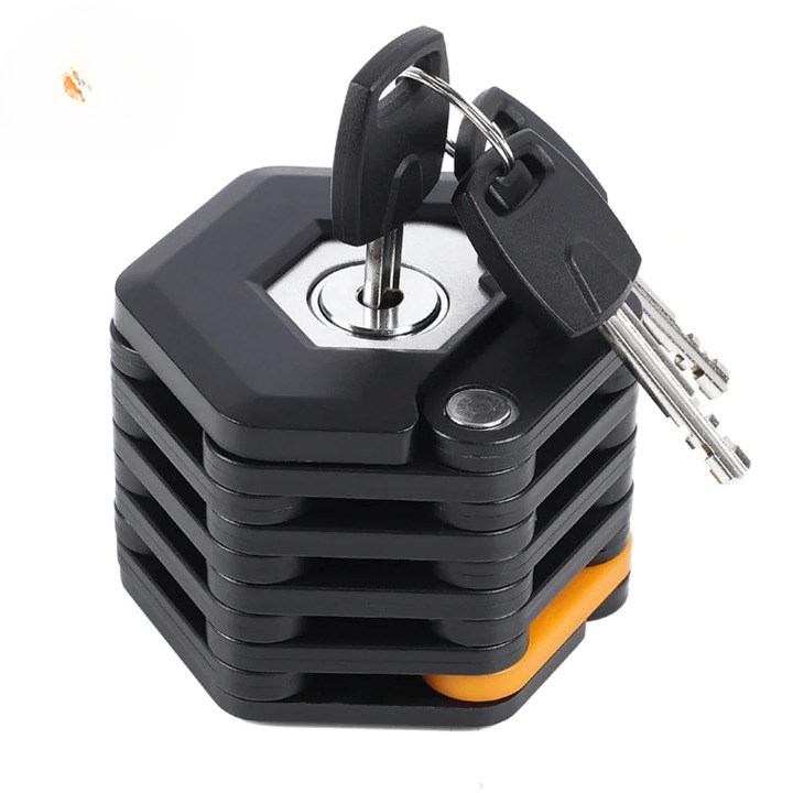 Folding Bike Lock Hardened Alloy Steel & Drill-Proof Cylinder