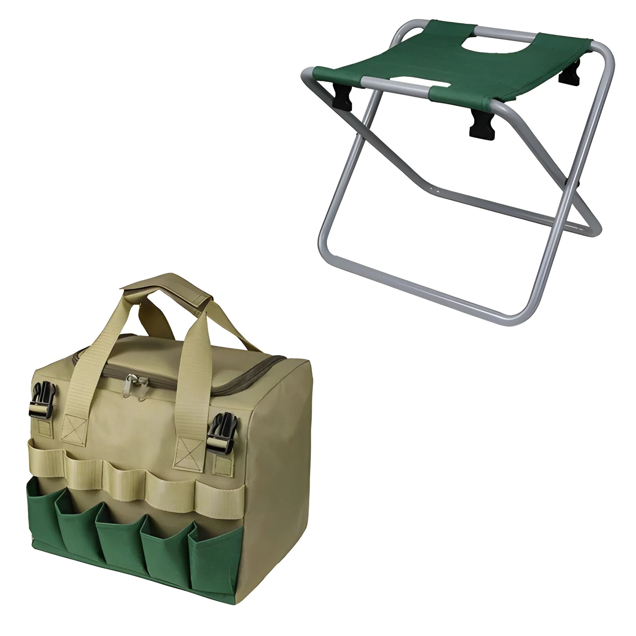Folding Garden Chair & Tool Bag 600D Oxford Iron Frame