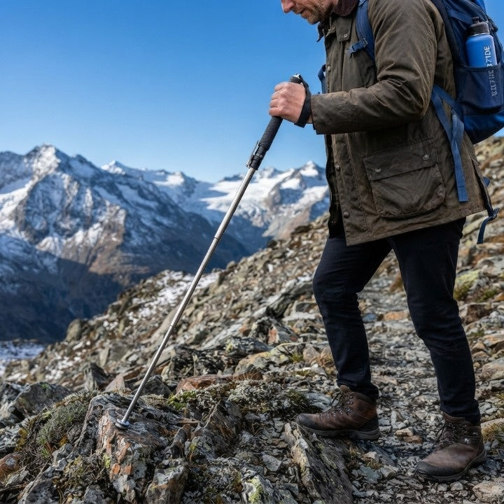 Folding Hiking Pole Automatic Pop-Up Ergonomic Anti-Slip Handle