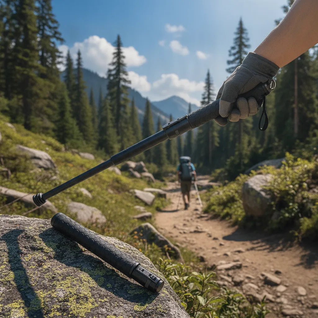 Folding Hiking Pole Automatic Pop-Up Ergonomic Anti-Slip Handle