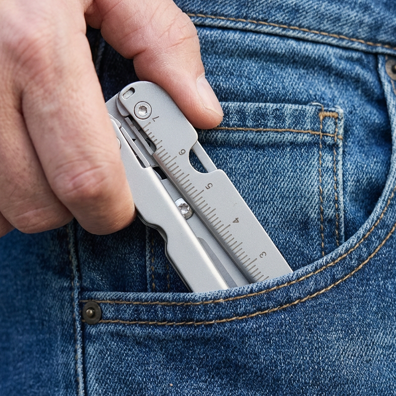 Folding Pocket Scissors Compact Stainless Steel & Built-In Ruler
