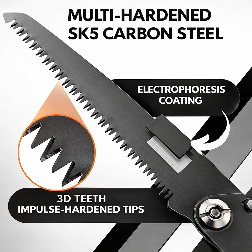 Folding Saw Hardened Steel Blade Ergonomic Non-Slip Handle