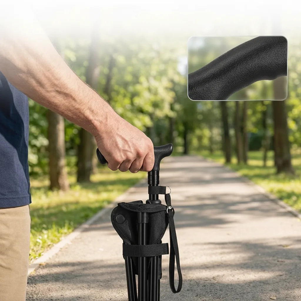 Folding Walking Stick Adjustable Seat Lightweight Aluminum
