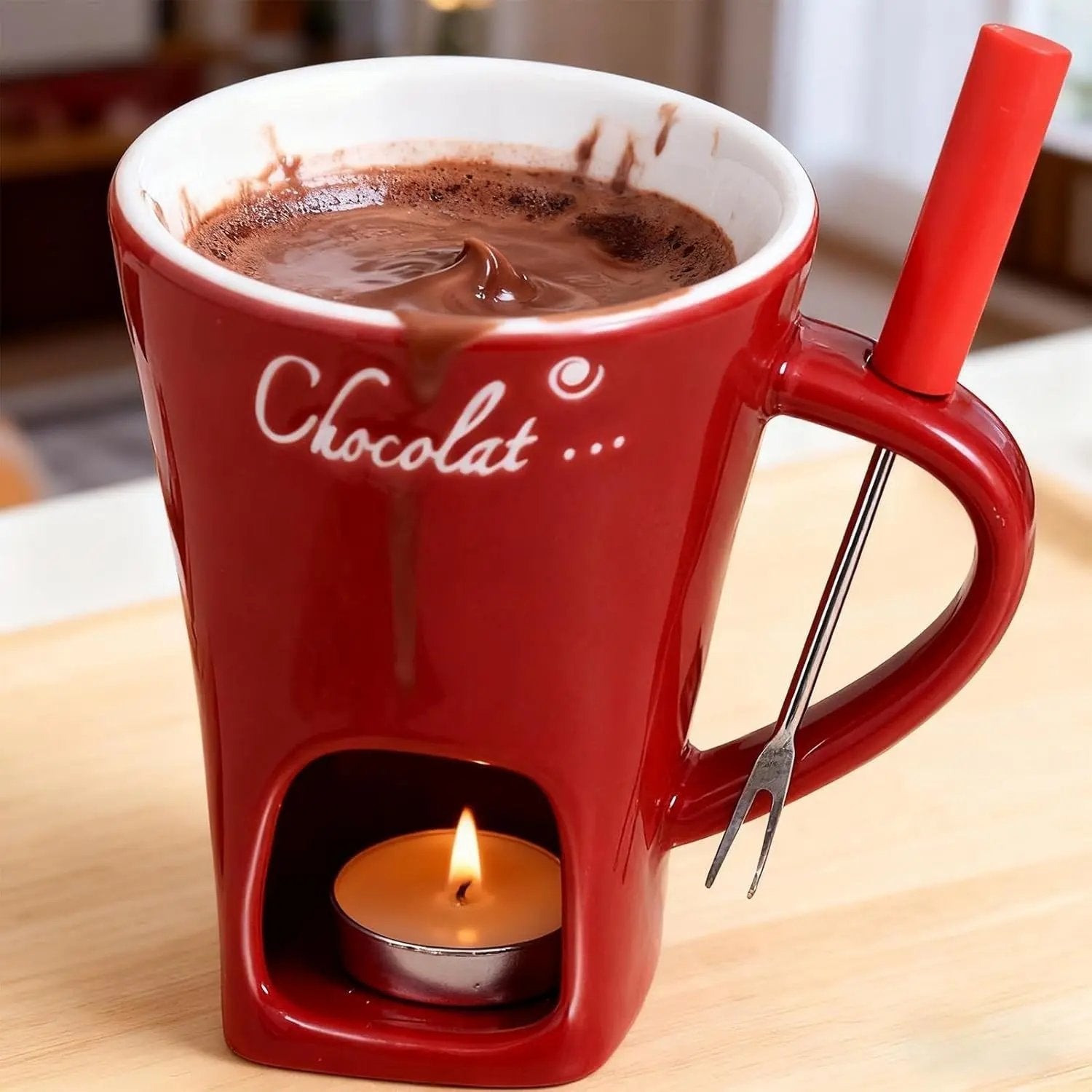 Fondue Cup Tealight-Warmed Handcrafted Ceramic