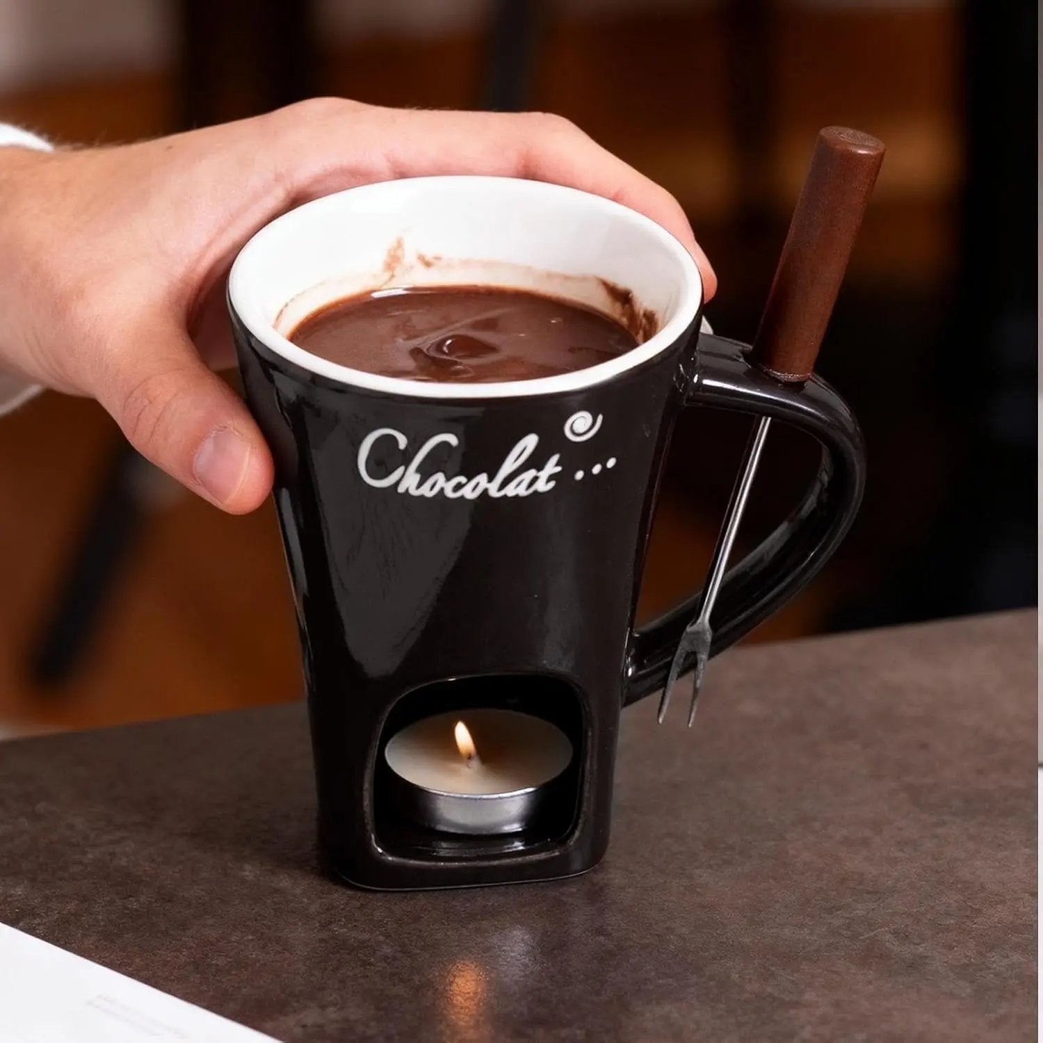 Fondue Cup Tealight-Warmed Handcrafted Ceramic