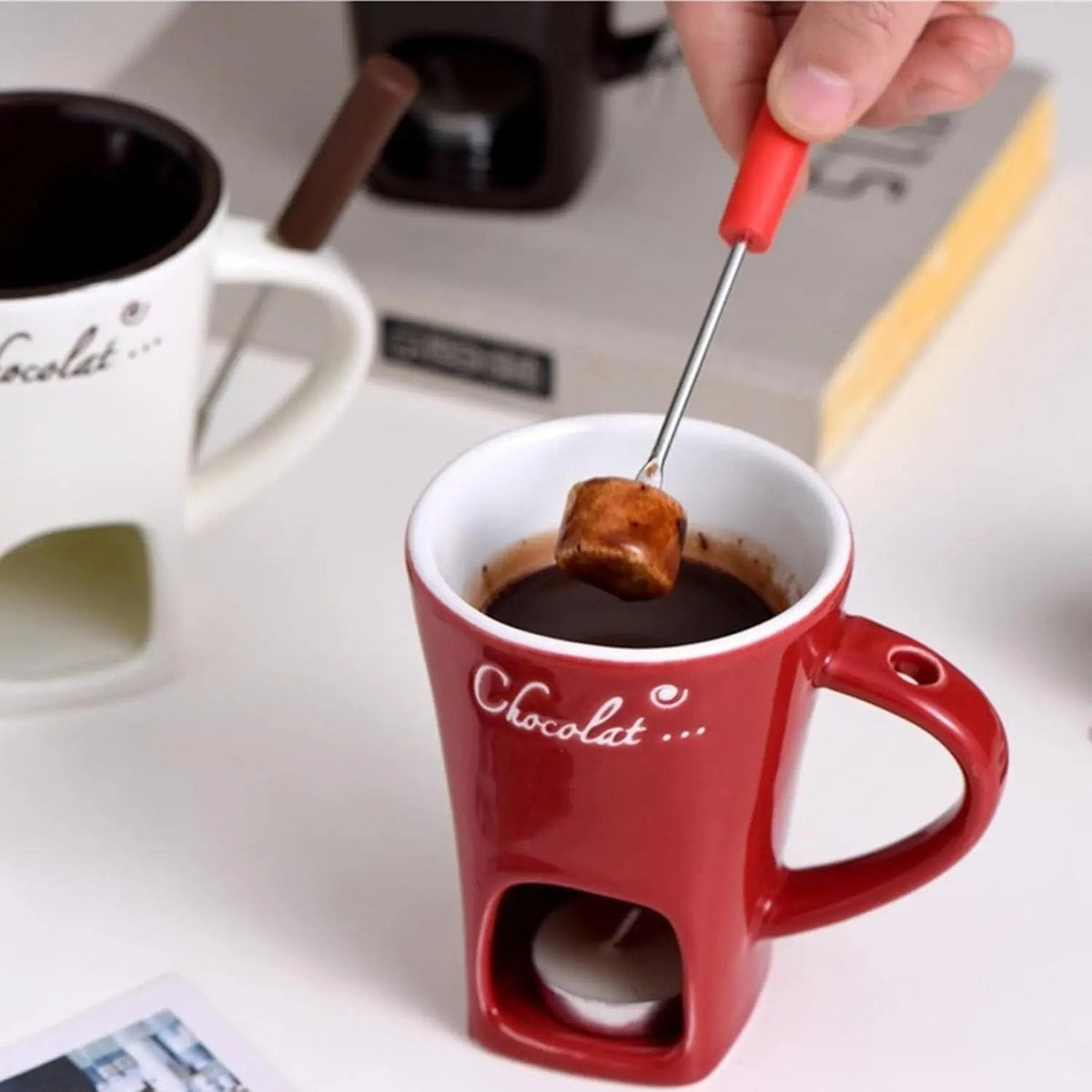 Fondue Cup Tealight-Warmed Handcrafted Ceramic