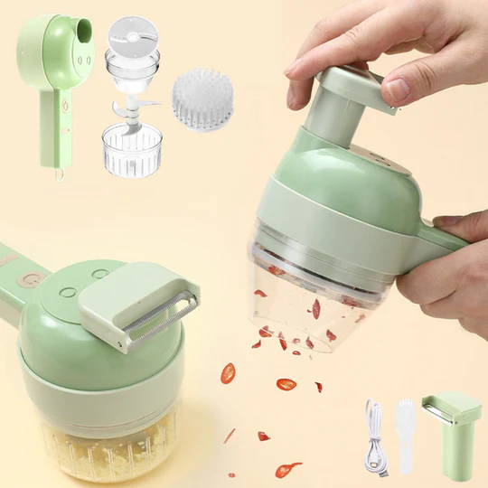 Food Chopper Cordless Razor-Sharp Blades & Brush Attachment