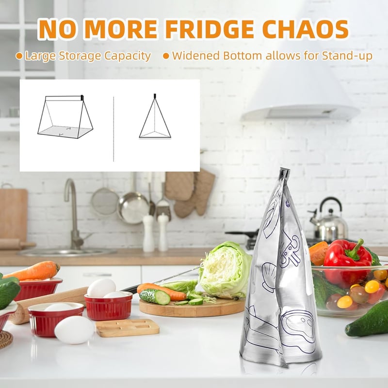 Food Storage Bags Aluminum Foil Airtight Seal & Label Area