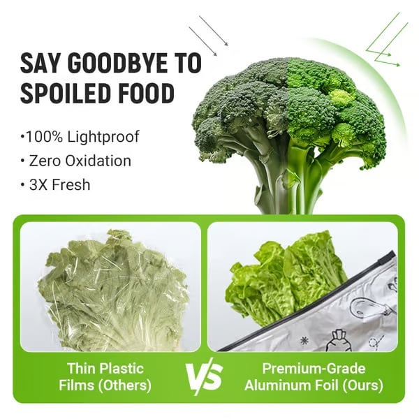 Food Storage Bags Aluminum Foil Airtight Seal & Label Area
