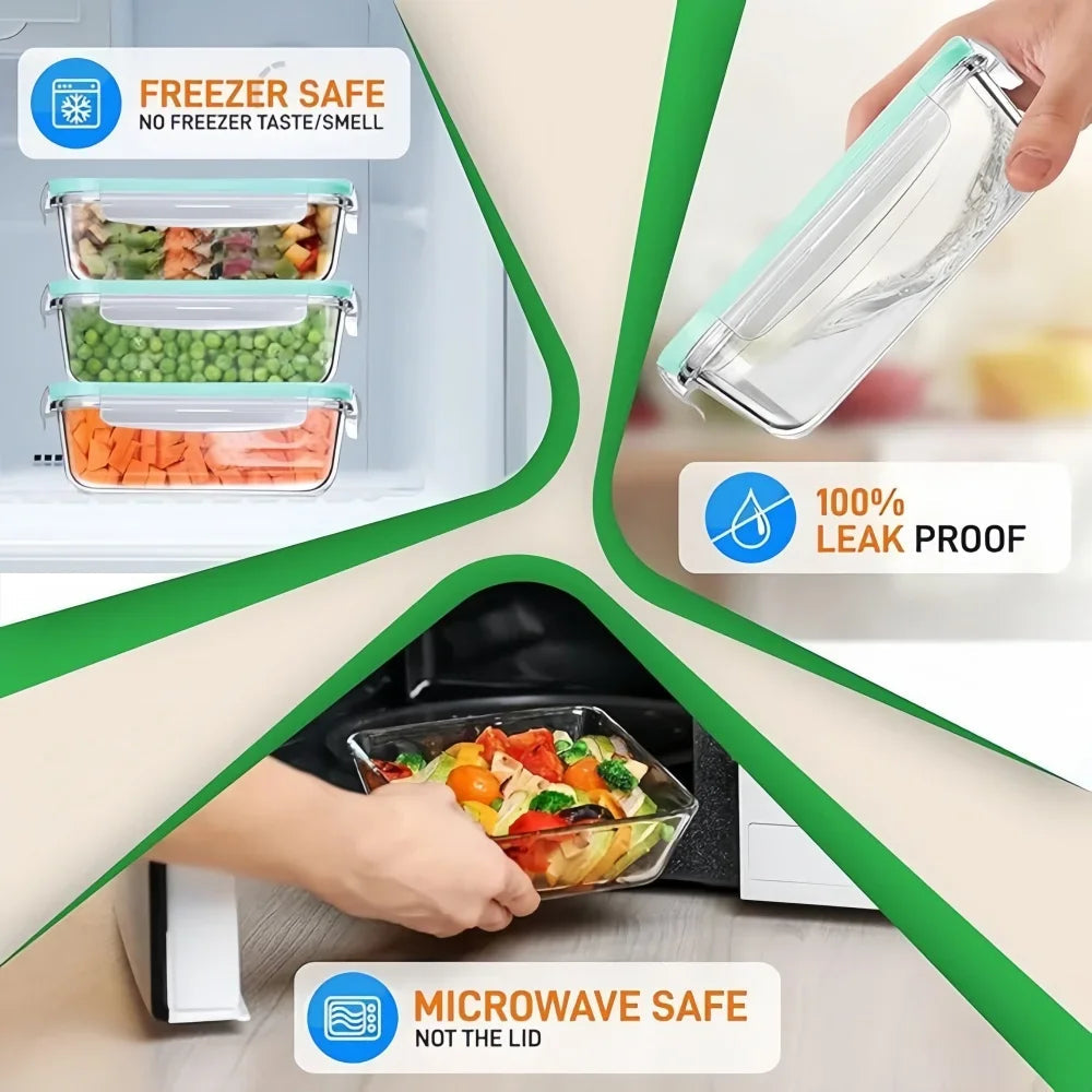 Food Storage Containers Borosilicate Glass Airtight Set of 5