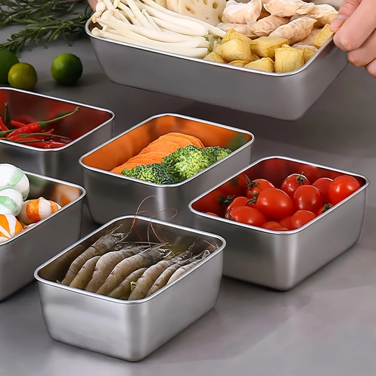 Food Storage Containers Stainless Steel Stackable Set of 6