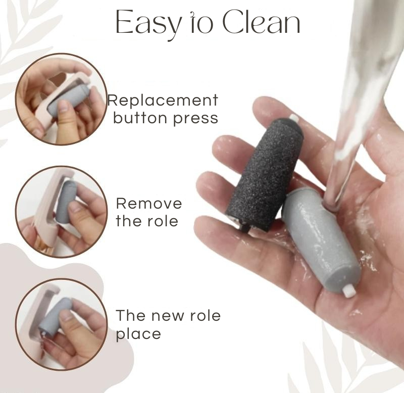 Foot Callus Remover Quartz Rollers Rechargeable Dual Heads