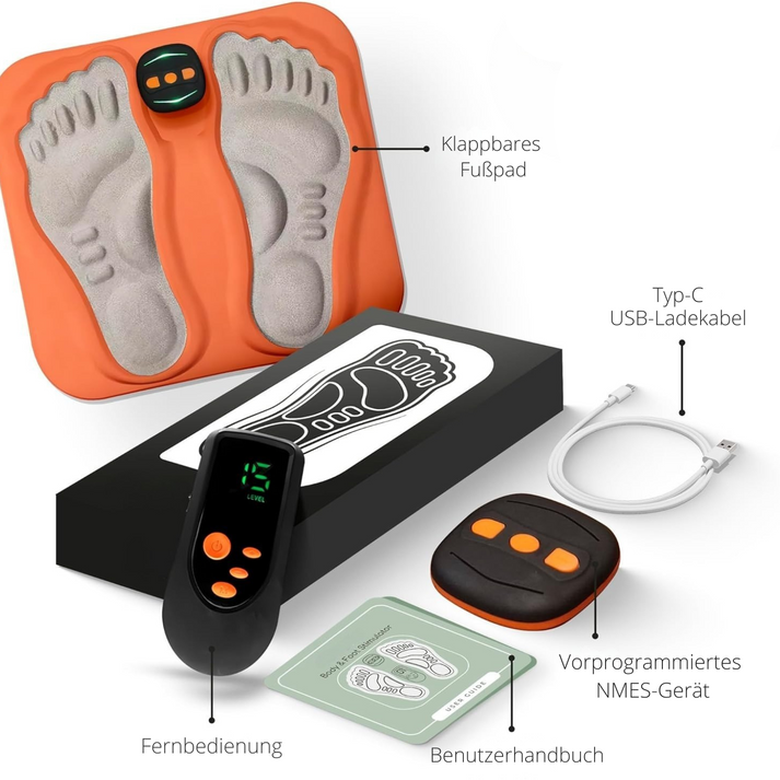 Foot Stimulator NMES Therapy Copper-Fiber Cushion Remote & USB-C