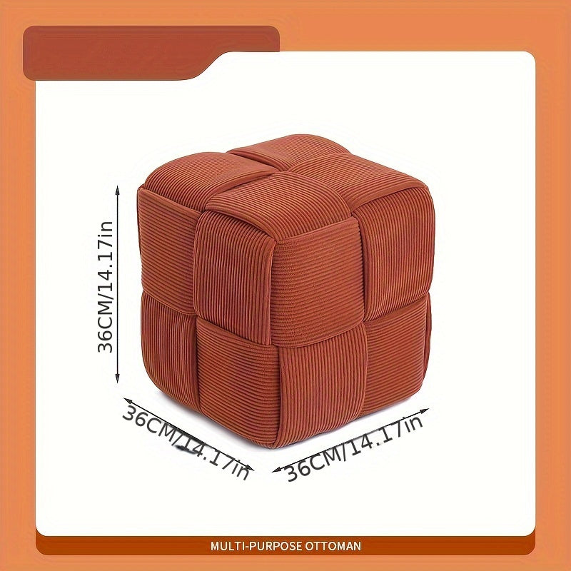 Footstool Corduroy Upholstered Foam-Filled Compact Size