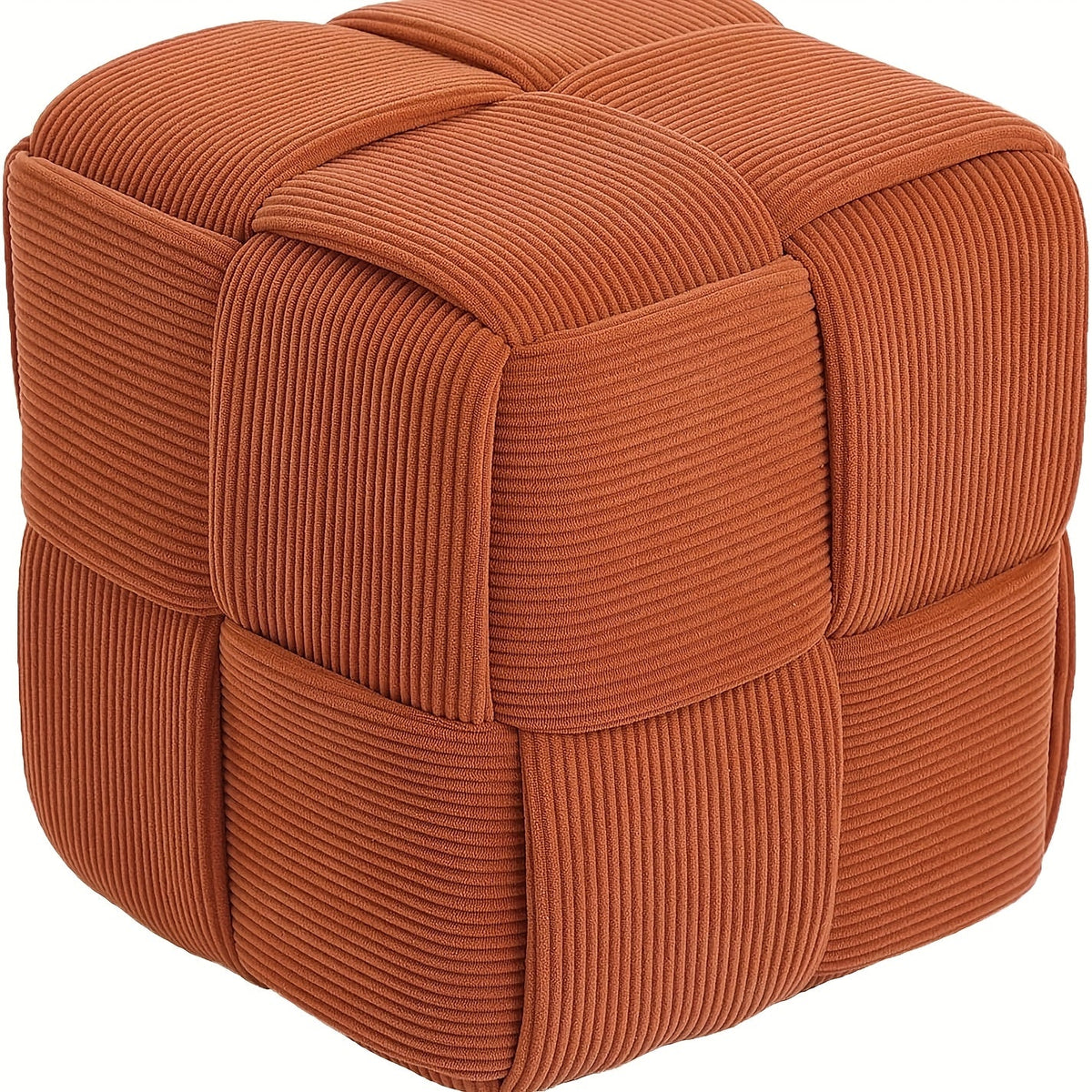 Footstool Corduroy Upholstered Foam-Filled Compact Size