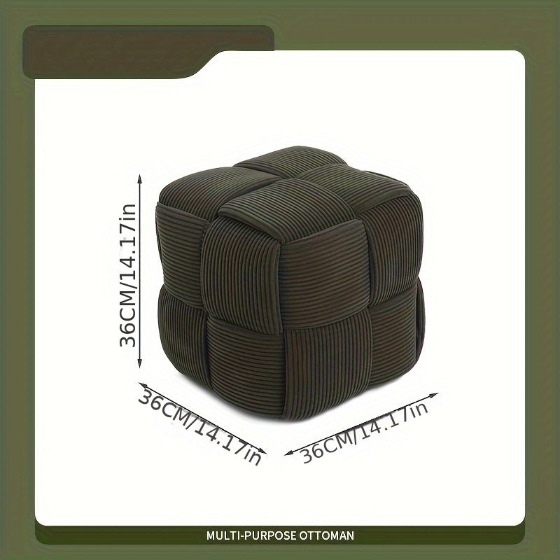 Footstool Corduroy Upholstered Foam-Filled Compact Size