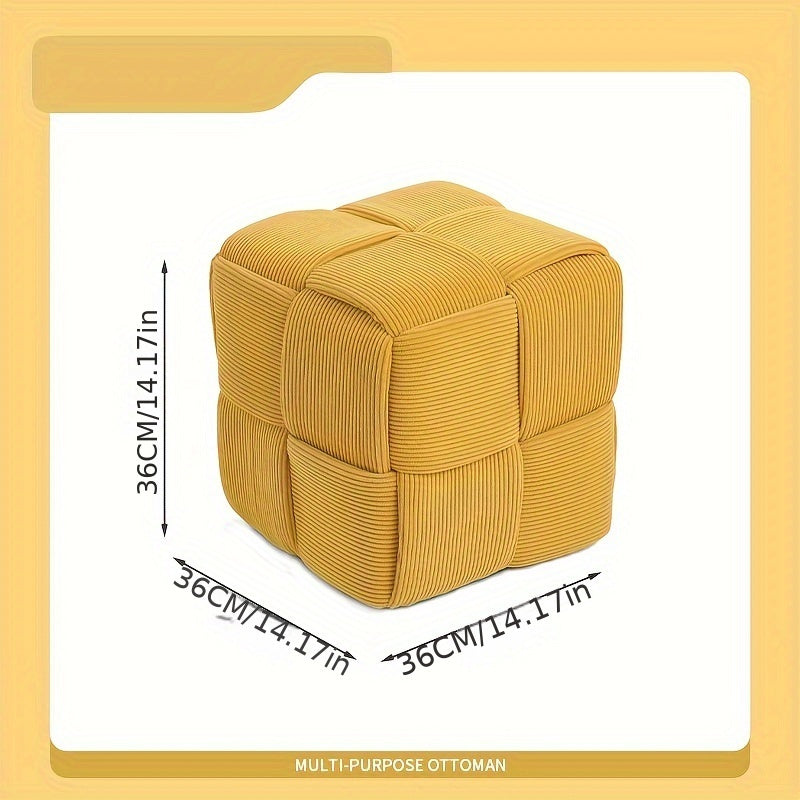 Footstool Corduroy Upholstered Foam-Filled Compact Size