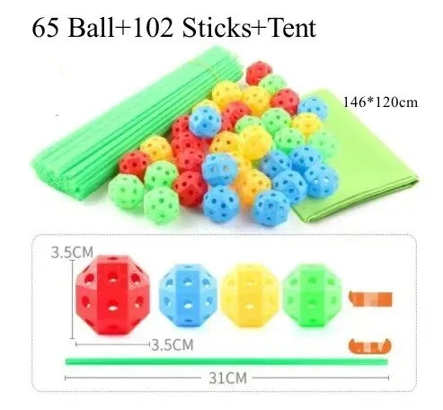 Fort Building Kit Modular Rods & Connectors Easy Assembly
