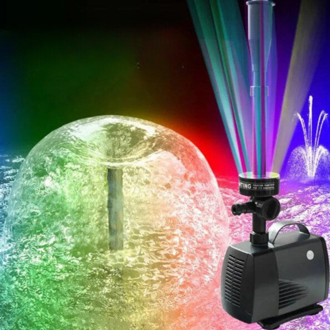 Fountain Pump 12 LED Lights Adjustable Flow Quiet Operation