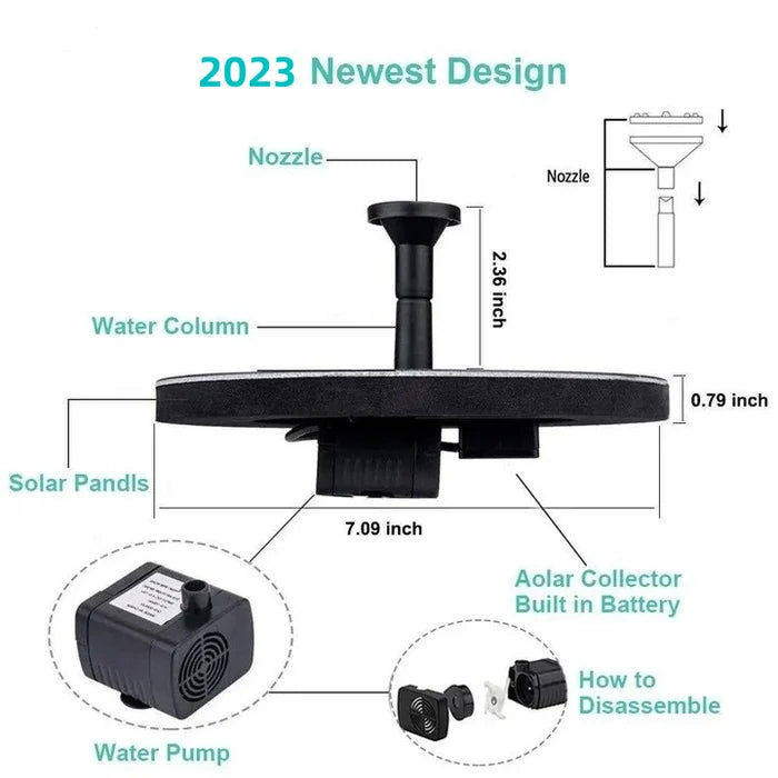 Fountain Pump Solar 8 Nozzles High Flow