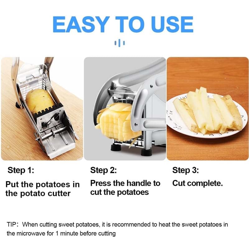 French Fry Cutter Stainless Steel Interchangeable Grids