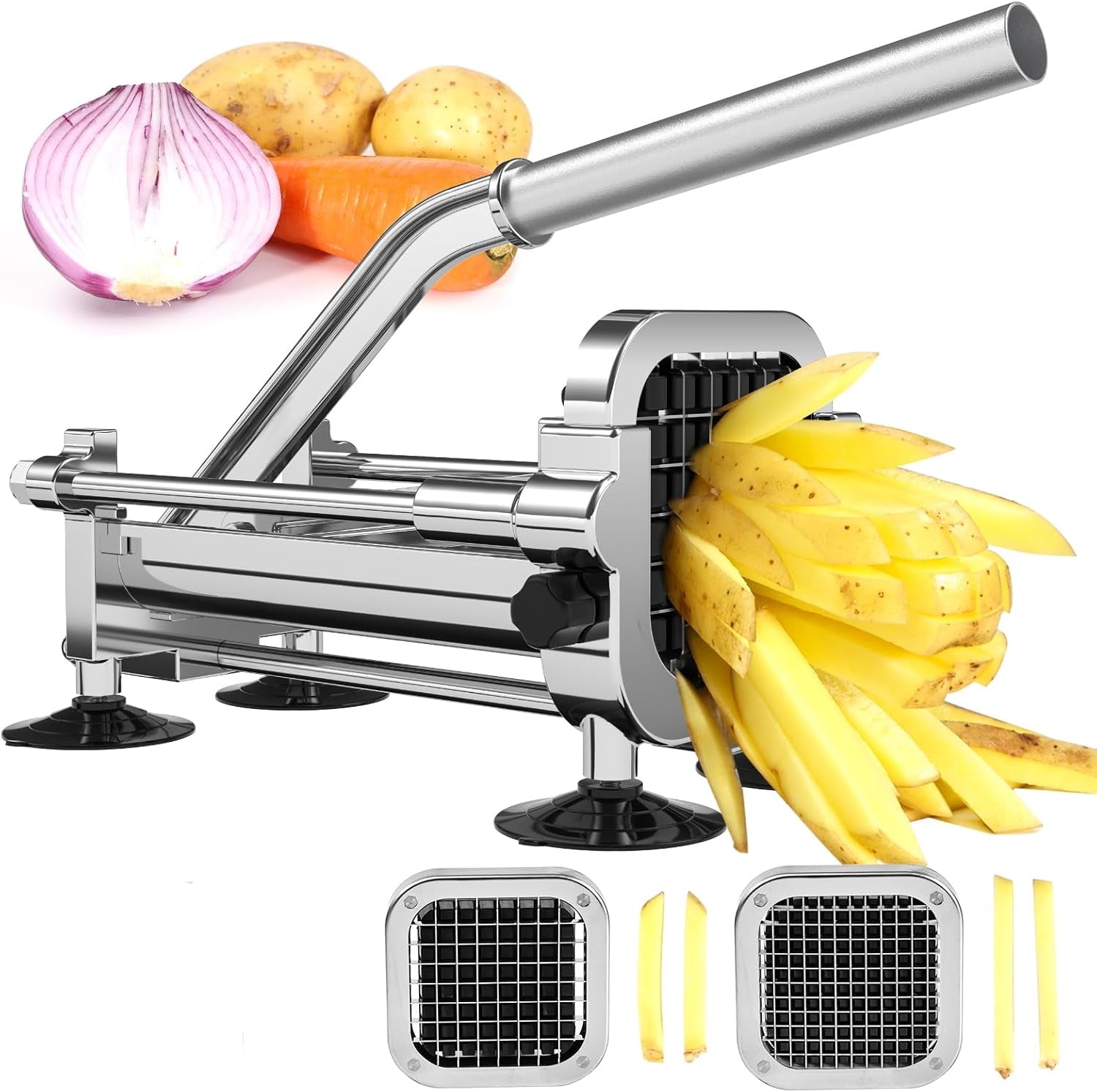 French Fry Cutter Stainless Steel Two Interchangeable Inserts