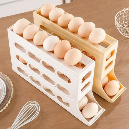 Fridge Egg Rack Automatic Slide-Forward Space-Saving 30-Egg Capacity