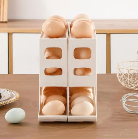 Fridge Egg Rack Automatic Slide-Forward Space-Saving 30-Egg Capacity