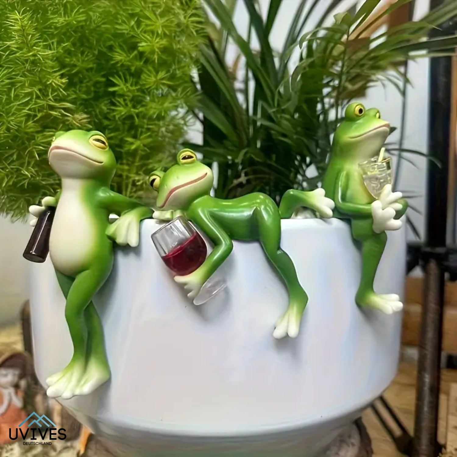 Frog Figurine Hand-Painted Weather-Resistant Resin