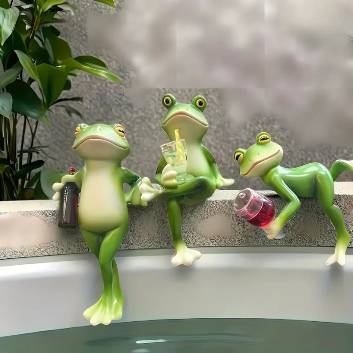 Frog Figurine Hand-Painted Weather-Resistant Resin