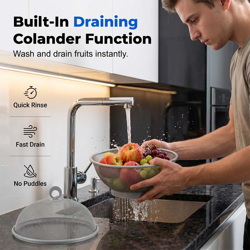 Fruit Basket Steel Mesh Breathable Lid & Strainer