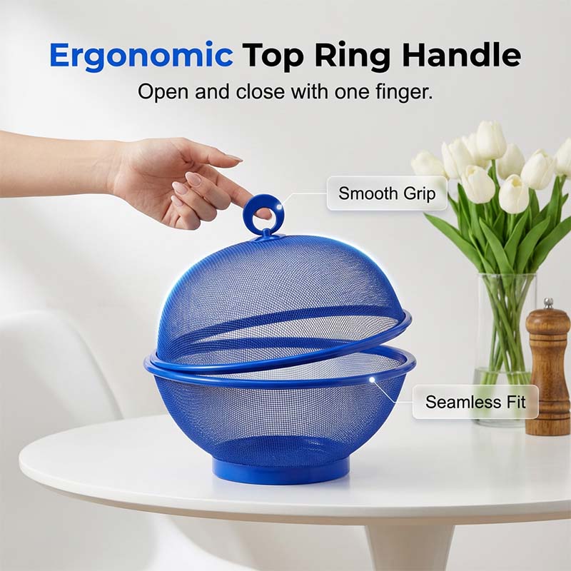 Fruit Basket Steel Mesh Breathable Lid & Strainer