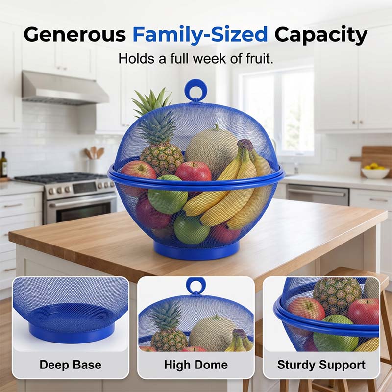 Fruit Basket Steel Mesh Breathable Lid & Strainer
