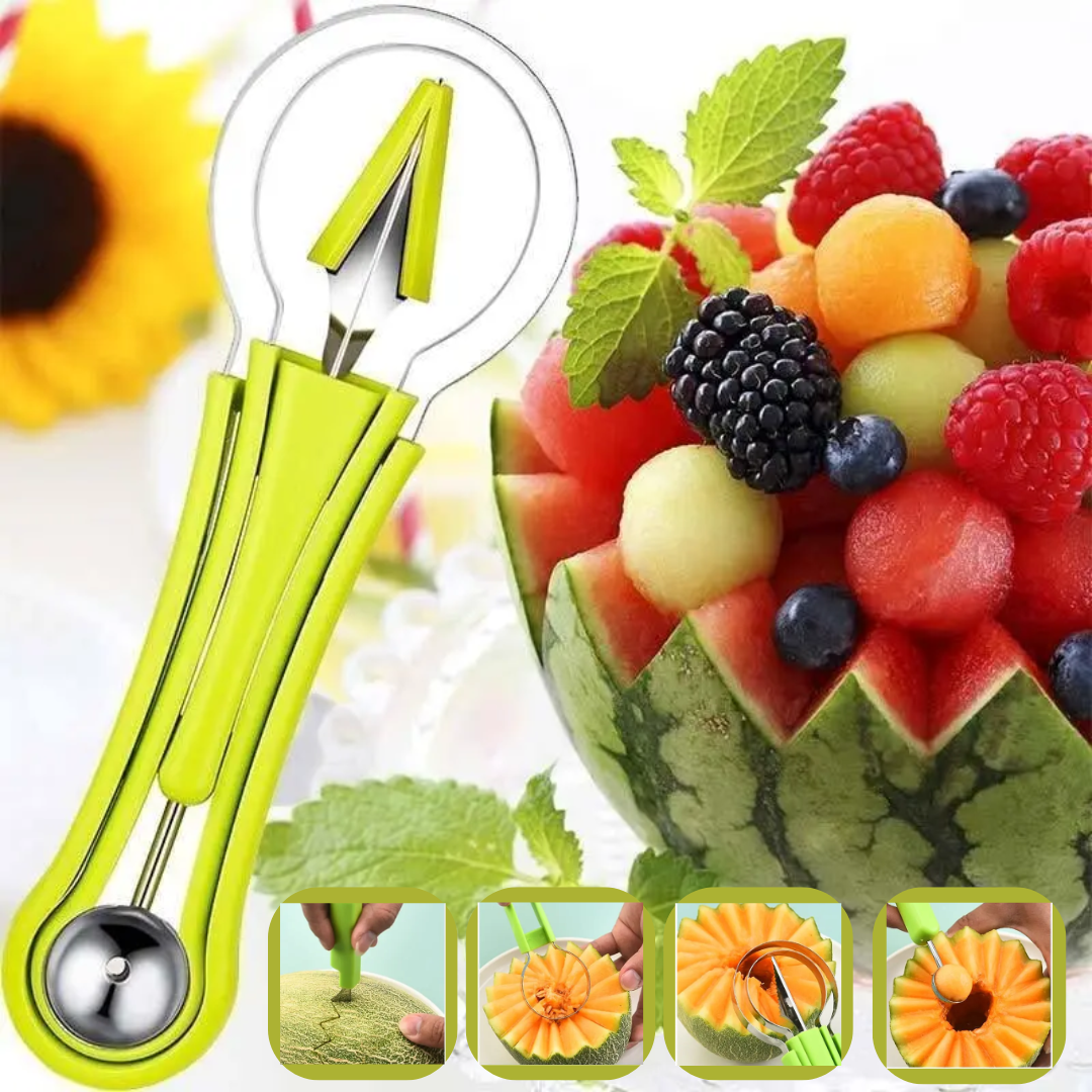 Fruit Cutter 3-in-1 Melon Baller Corer Stainless Steel Blade