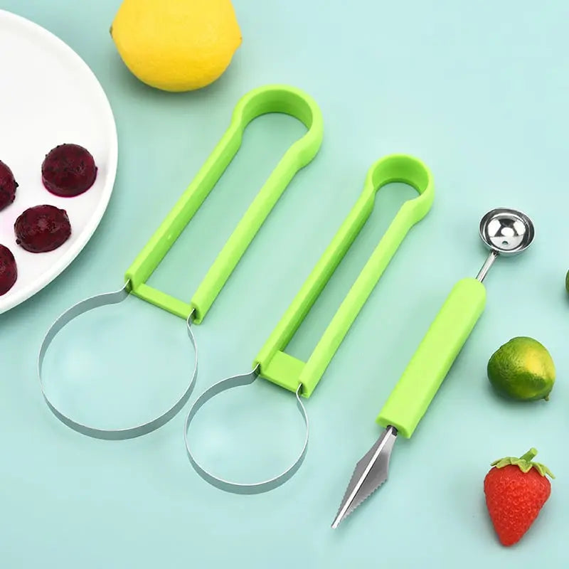 Fruit Cutter 3-in-1 Melon Baller Corer Stainless Steel Blade