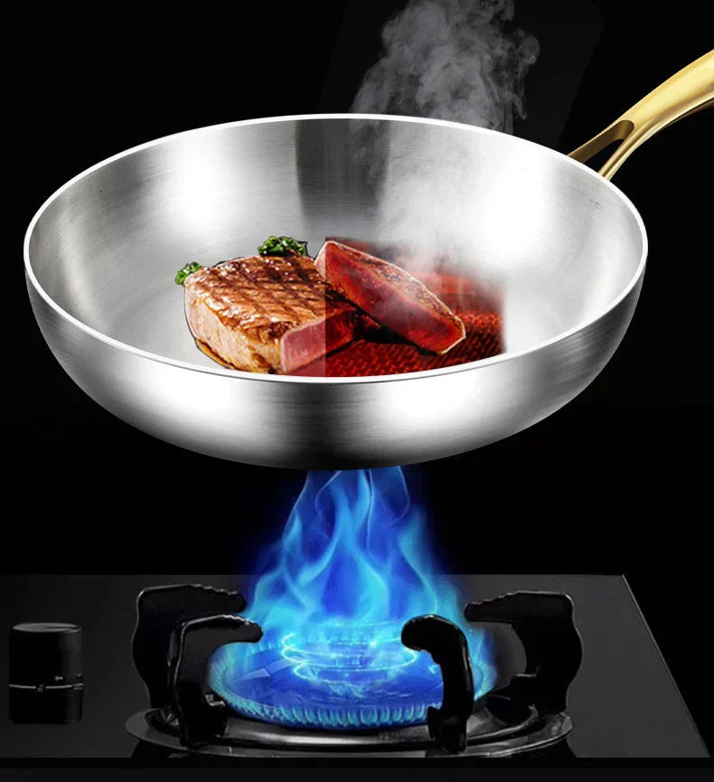 Frying Pan 316 Stainless Steel 7-Layer Induction Compatible