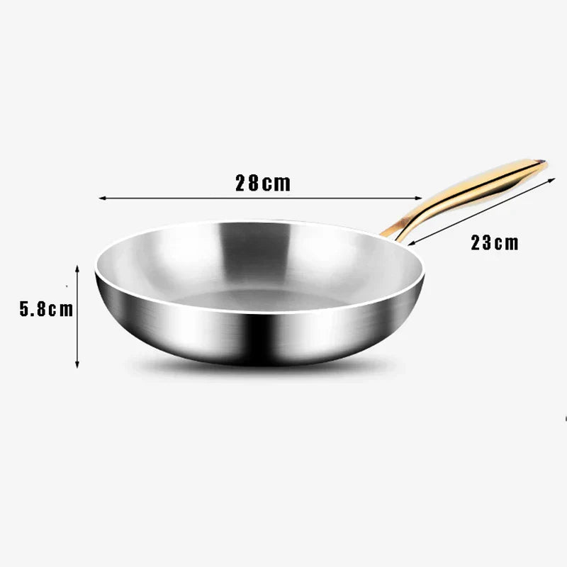 Frying Pan 316 Stainless Steel 7-Layer Induction Compatible