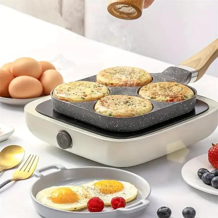 Frying Pan 4-Compartment Maifan Stone Non-Stick Induction Compatible