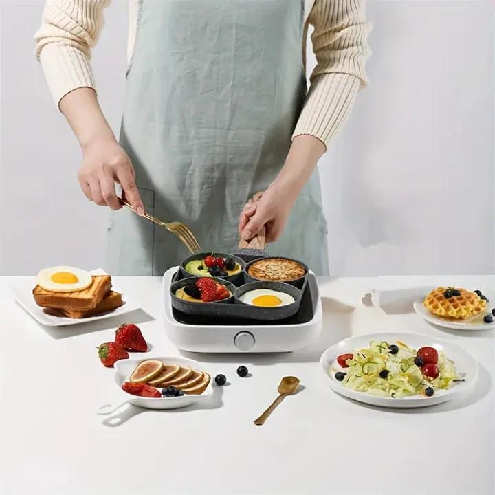 Frying Pan 4-Compartment Maifan Stone Non-Stick Induction Compatible